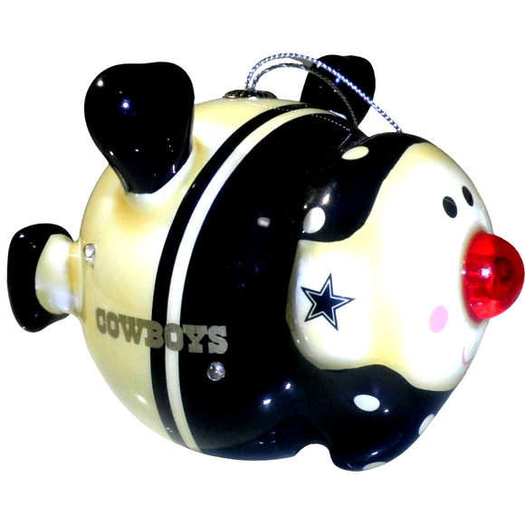 Dallas Cowboys Snowman Ornament 4.5" x 3.5" x 3.5", Flashing LED Lights - Picture 2 of 7